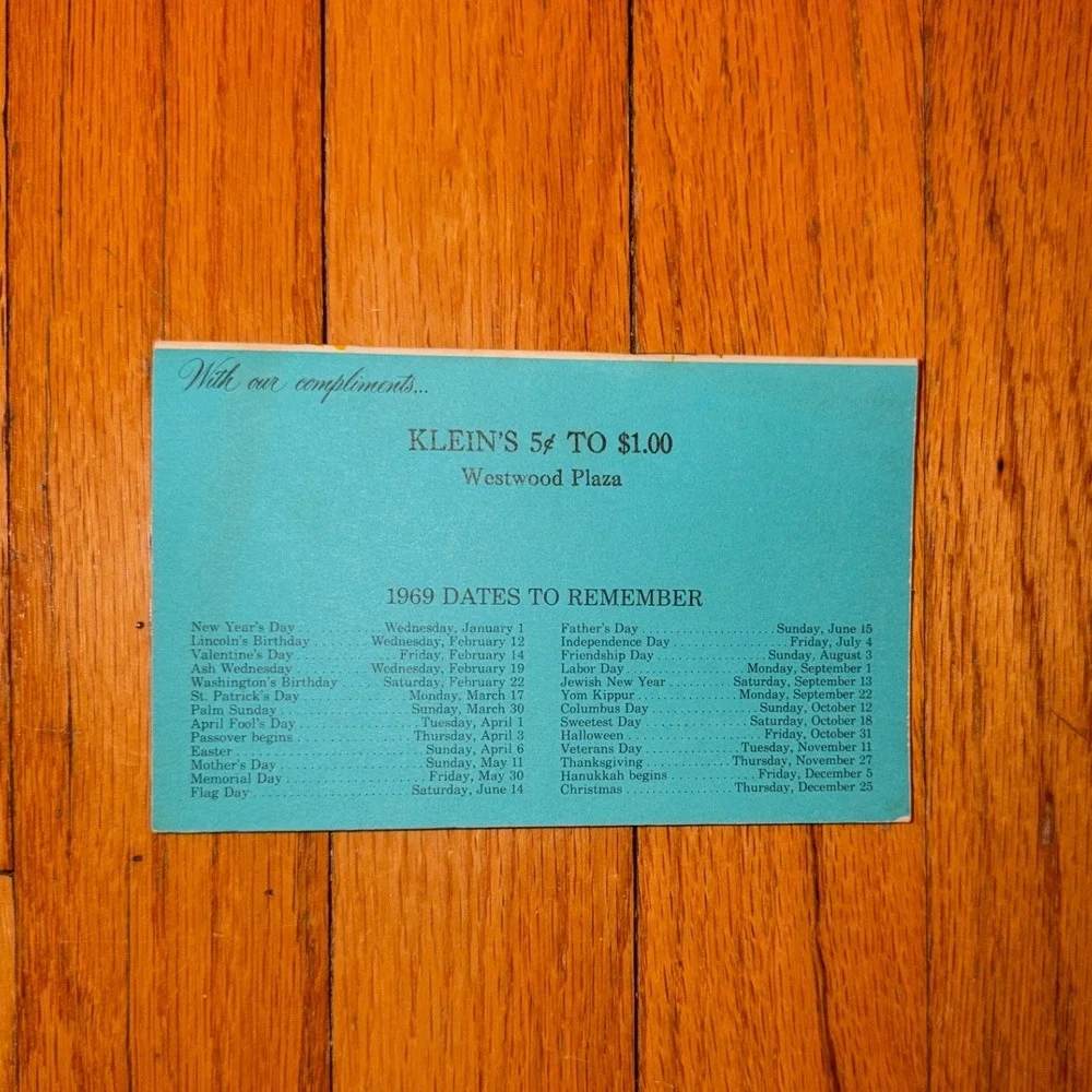 Vintage 1969‎ Ambassador Date Book Pocket Planner Floral Klein's Ephemera 60s